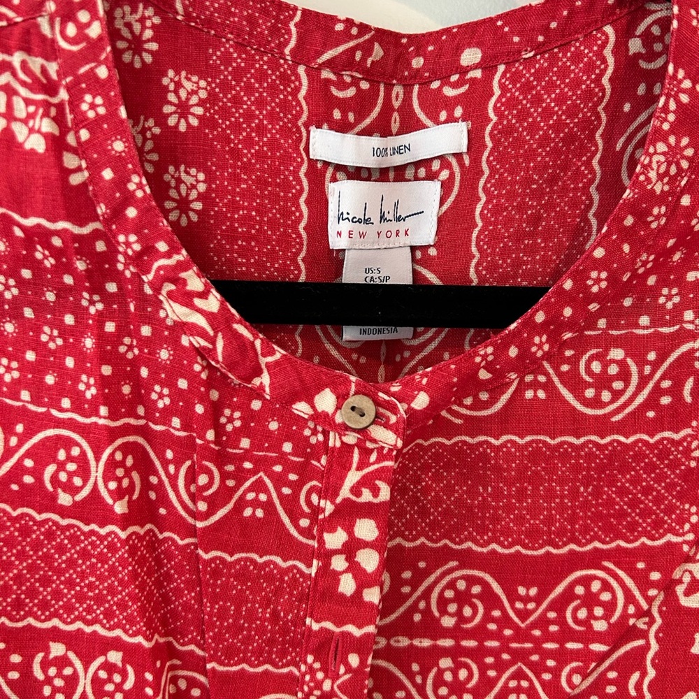 Red 100% linen sleeveless women’s top